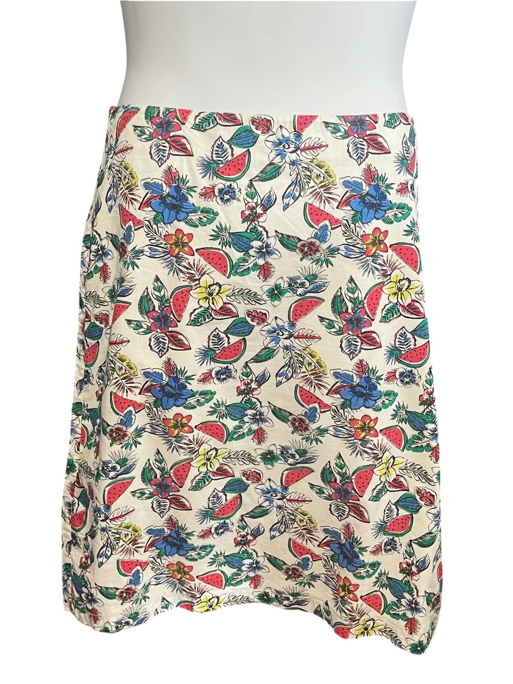 Long Tall Sally Novelty Watermelon Floral Summer Print Knee Length Skirt Size 12